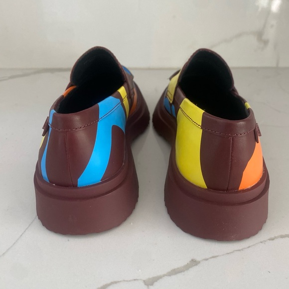 NWT CAMPER WALDEN TWINS MULTI COLOR BLOCK LEATHER SLIP ON LOAFERS SIZE 9 - Picture 3 of 7